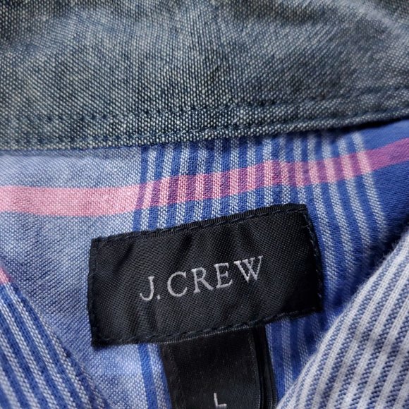 J. Crew Button Shirt Mens L Large Long Sleeve Blue Plaid - Picture 3 of 7
